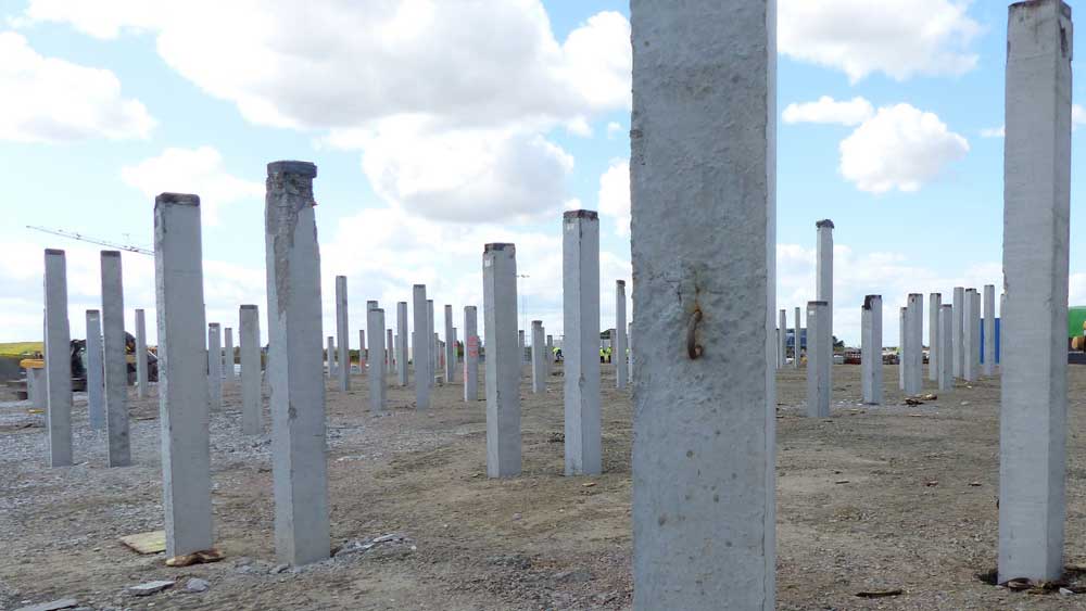 Piling for the Beam Line Gallery, rows of neutron guides streaming out towards the experimental halls.