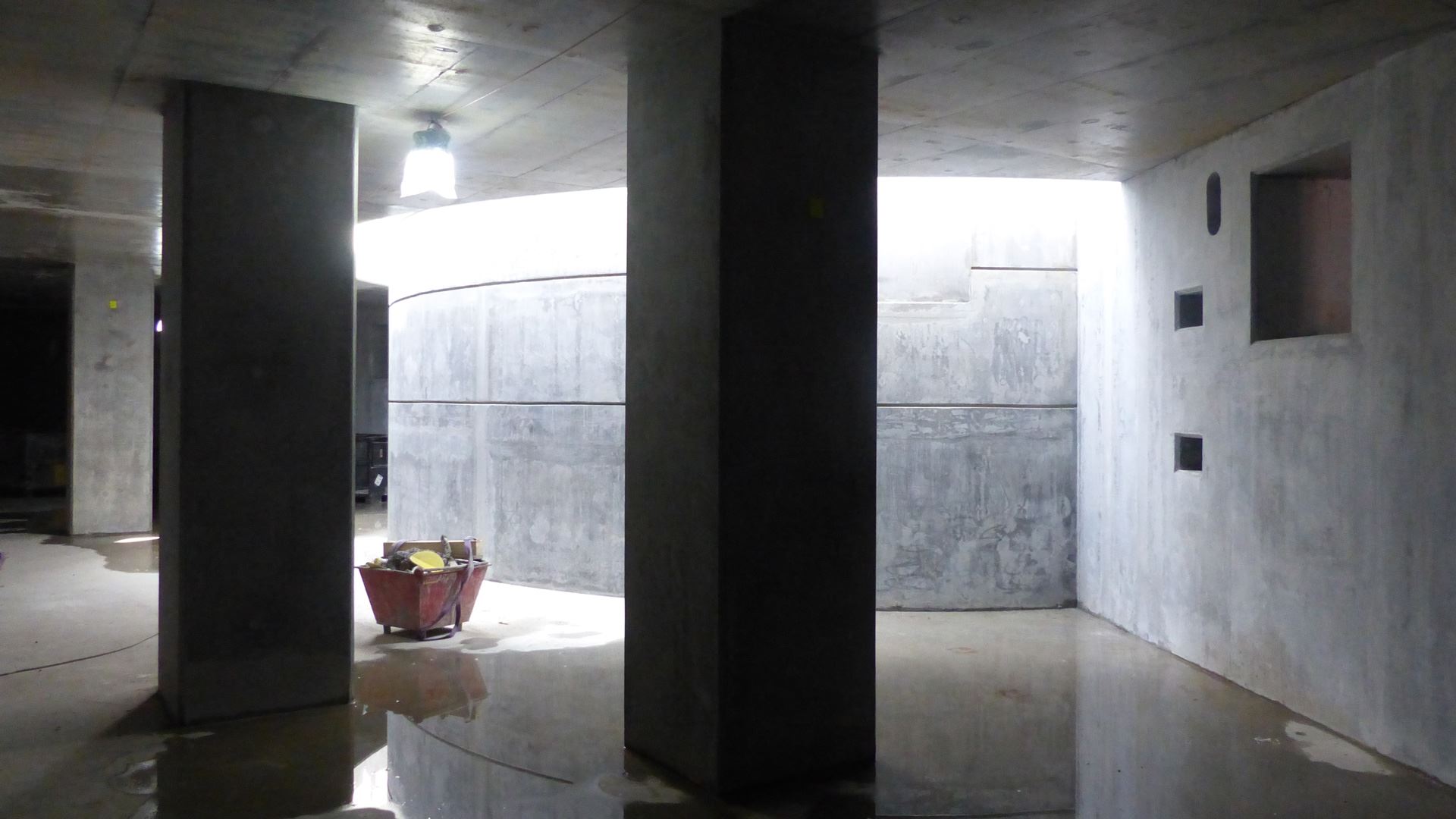 The bunker of the Target Building at ESS in Lund, with the concrete structure where the Monolith is to be placed. This is where spallation will occur.
