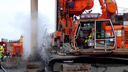 Installation of bored piles for the ESS Target station.