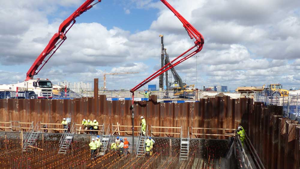 Casting of the first part of the ESS Target station bottom slab. This 400 mm slab will be followed by another 1600 mm bottom slab.
