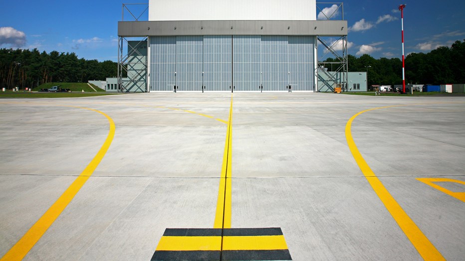 Hangar at the military airport in Powidz